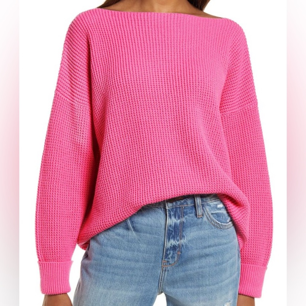 Woman’s Pink Millie Mozart Waffle Knit Sweater